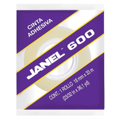 CINTA ADHESIVA CORTE FACIL JANEL 600 TRANSPARENTE DE 18 MM X 33 M 1 PZA-JANEL