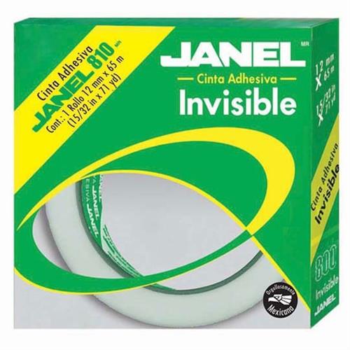 CINTA ADHESIVA INVISIBLE JANEL 810 COLOR TRANSPARENTE DE 12 MM X 65 M 1 PZA-JANEL