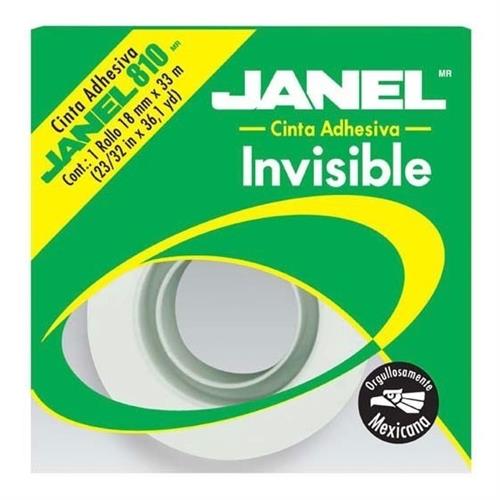 CINTA ADHESIVA INVISIBLE JANEL 810 COLOR TRANSPARENTE DE 18 MM X 33 M 1 PZA-JANEL