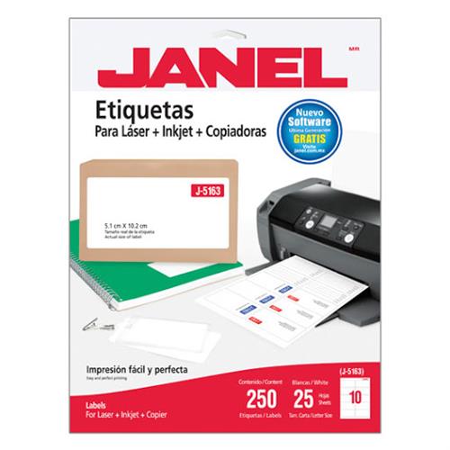 ETIQUETAS BLANCAS JANEL J-5163 DE 5.1X10.2 CM 1 PAQUETE(25 HOJAS)-JANEL