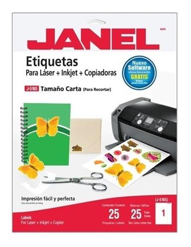 ETIQUETAS BLANCAS JANEL J-5165 DE 216 X 279 MM 1 PAQUETE-JANEL