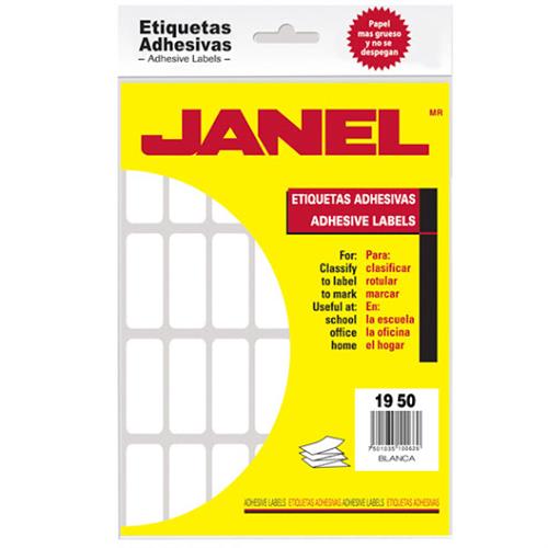 ETIQUETAS BLANCAS JANEL NO.14 DE 19X50 MM 1 PAQUETE-JANEL