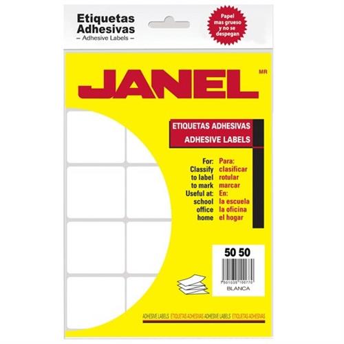 ETIQUETAS BLANCAS JANEL NO.19 DE 50X50 MM 1 PAQUETE-JANEL