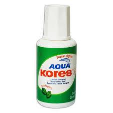 CORRECTOR TIPO LIQUIDO KORES AQUA BASE AGUA CONTENIDO 20 ML 1 PIEZA-KORES