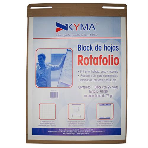 BLOCK BLANCO KYMA TAMAÑO ROTAFOLIO DE 25 HOJAS-KYMA