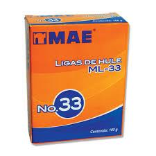 LIGAS DE HULE NATURAL MAE NO. 33 COLOR BEIGE 1 PAQUETE CON 100 GR-MAE