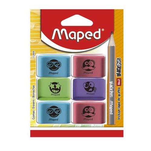 GOMA ESSENTIALS SOFT VARIOS COLORES MAPED 123915 BLIST C/6 PZAS INCL LAPIZ BLACK PEPS-MAPED