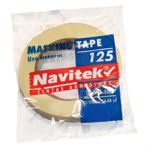 CINTA ADHESIVA MASKING TAPE NAVITEK 125 COLOR BLANCA DE 48 MM X 50 M 1 PZA-NAVITEK