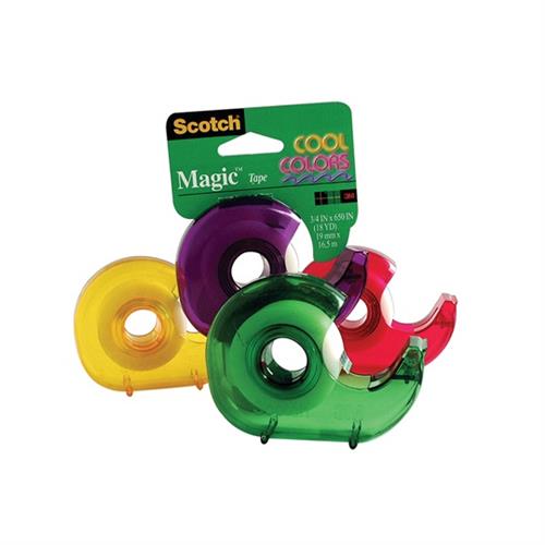 CINTA ADHESIVA MAGICA CON DESPACHADOR SCOTCH COOL COLORS DE 19 MM X 16.5 M 1 PZA-3M