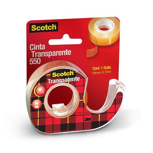 CINTA ADHESIVA CORTE FACIL SCOTCH 550 TRANSPARENTE DE 12 MM X 30 M 1 PZA-3M