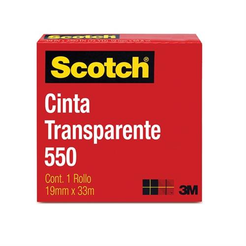 CINTA ADHESIVA CORTE FACIL SCOTCH 550 TRANSPARENTE DE 19 MM X 33 M 1 PZA-3M