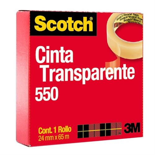 CINTA ADHESIVA CORTE FACIL SCOTCH 550 TRANSPARENTE DE 24 MM X 65 M 1 PZA-3M