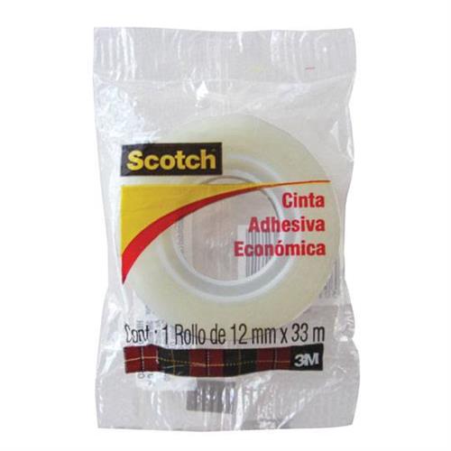 CINTA ADHESIVA DE POLIPROPILENO SCOTCH BOPP TRANSPARENTE DE 12 MM X 33 M 1 PZA-3M