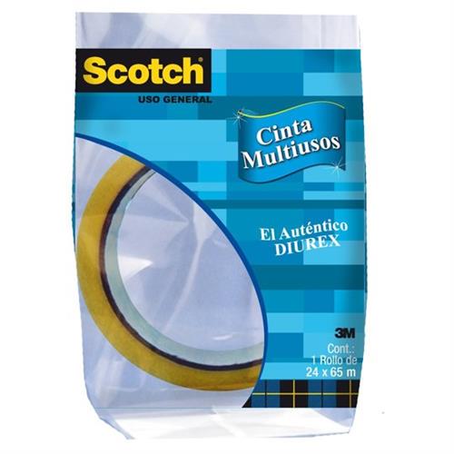 CINTA ADHESIVA DE POLIPROPILENO SCOTCH BOPP TRANSPARENTE DE 24 MM X 65 M 1 PZA-3M