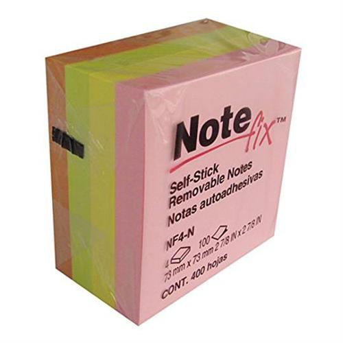 NOTA ADHESIVA REMOVIBLE NOTE-FIX NF4-N COLORES NEON FORMA CUADRADA 400 HOJAS-3M