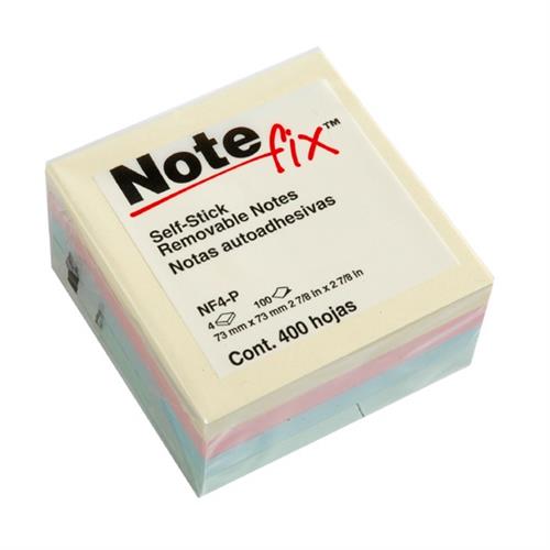 NOTA ADHESIVA REMOVIBLE NOTE-FIX NF4-P COLORES PASTEL FORMA CUADRADA 400 HOJAS-3M