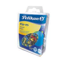 PIN PELIKAN CON CABEZA PLASTICA DE COLORES CON PUNTA DE METAL 1 BLISTER CON 100 PIEZAS-PELIKAN