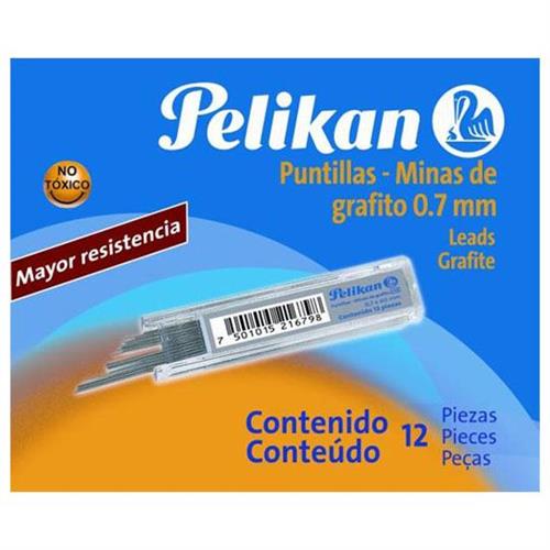 PUNTILLAS PELIKAN DE GRAFITO NÚMERO 0.7 MM 1 TUBO CON 12 PUNTILLAS-PELIKAN