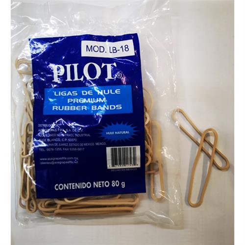 LIGAS HULE NATURAL PILOT NO. 18 COLOR NATURAL 1 BOLSA CON 80 GR-PILOT