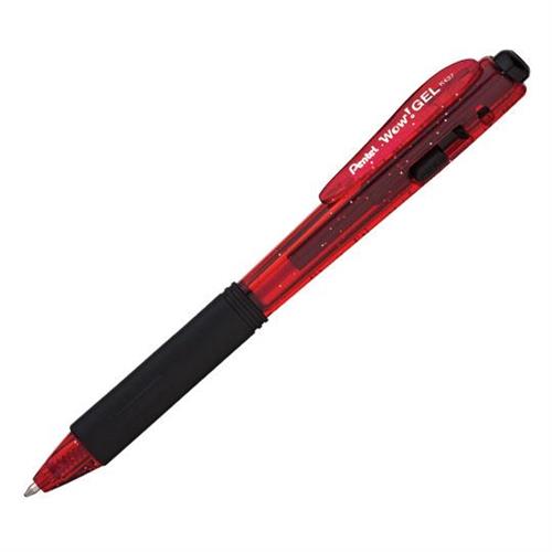 BOLIGRAFO PENTEL WOOW! GEL K437CR ROJO PUNTO MEDIANO 0.7MM BARRIL TRIANGULAR 1 PZA-PENTEL