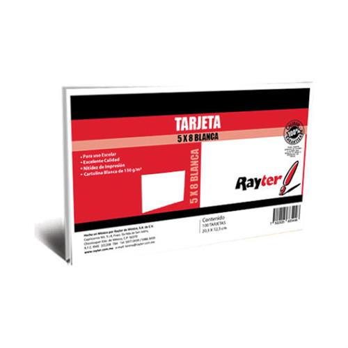 TARJETA DE TRABAJO RAYTER 20.3 X 12.3 CM COLOR BLANCA 1 PAQUETE CON 100 PIEZAS-RAYTER