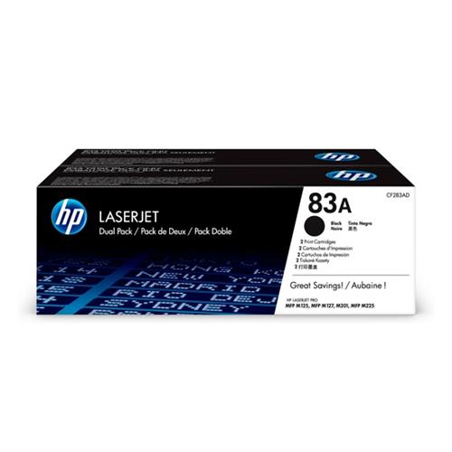 CARTUCHO DE TONER DUAL PACK HP 83A NEGRO LASERJET ORIGINAL CF283AD-HP