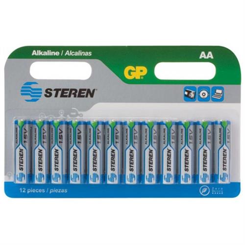 PILA ALCALINA STEREN AA DE 1.5 VOLTS 12 PIEZAS-STEREN