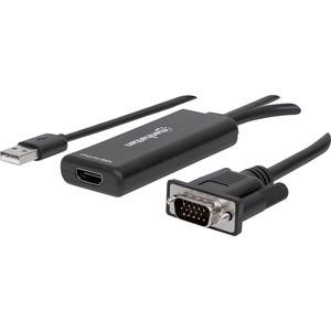 CONVERTIDOR DE DATOS MANHATTAN 152426 VGA A HDMI AUDIO USB NEGRO-MANHATTAN