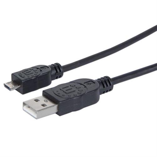 CABLE DE TRANSFERENCIA DE DATOS 307161 CABLE USB A-MICRO B V2.0 1 M NEGRO MACHO A MACHO-MANHATTAN