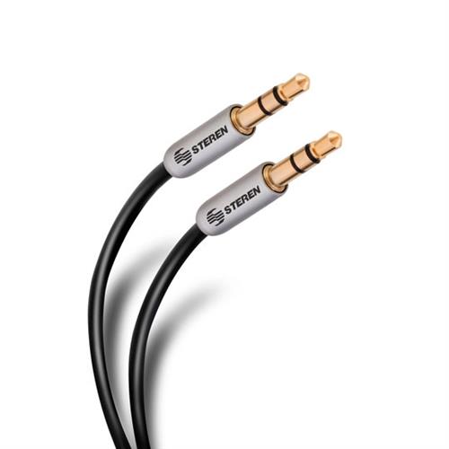 CABLE DE ESTEREO STEREN 297-077 MACHO A HEMBRA NEGRO GRIS Y ORO 3.6-STEREN