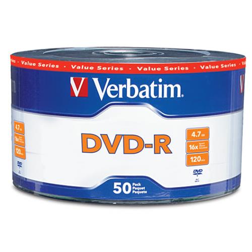 DVD DVD-R VERBATIM VB97493 CAPACIDAD 4.7GB VELOCIDAD 16X CAMPANA DE 50 PIEZAS-VERBATIM