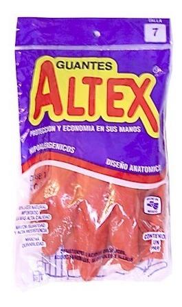 GUANTES DE HULE ALTEX DEL NUMERO 7 USO DOMESTICO COLOR ROJO 1 PZA-GLADE