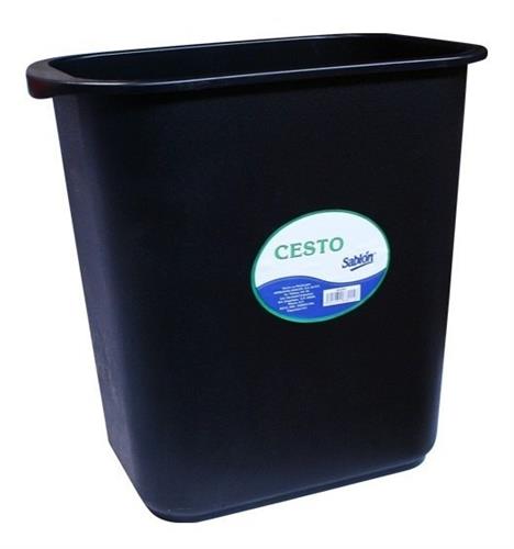 CESTO DE BASURA RECTANGULAR DE PLASTICO SABLON COLOR NEGRO TAMAÑO 32.2 X 21.3 X 31.5 CM-SABLÓN