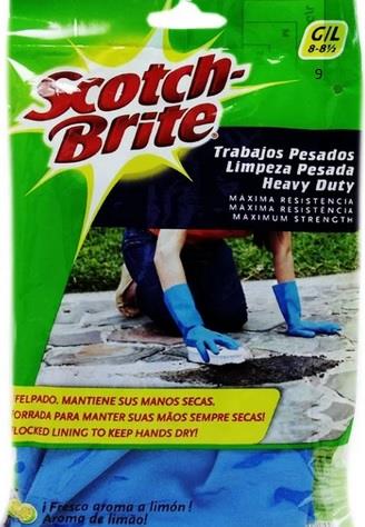 GUANTES DE HULE SCOTCH-BRITE DEL NUMERO 9 USO DOMESTICO COLOR AZUL 1 PZA-3M