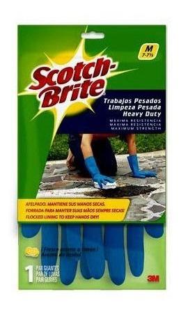 GUANTES DE HULE SCOTCH-BRITE DEL NUMERO 8 USO DOMESTICO COLOR AZUL 1 PZA-3M