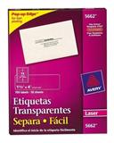 AVE-ETI-5662-ETIQUETAS SEPARA FACIL TRANSPARENTES AVERY 5662 DE 3.4X10.2 CM 1 PAQUETE