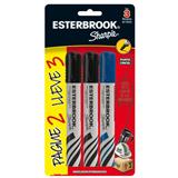 BER-MAR-1871207-MARCADORES PERMANENTE SHARPIE ESTERBROOK 119353 1 BLISTER CON 3 PIEZAS