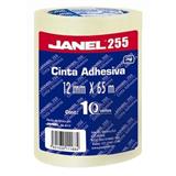 JAN-ADS-2551265-CINTA ADHESIVA CORTE FACIL JANEL 255 TRANSPARENTE DE 12MM X 65M BLISTER C/10 PZAS