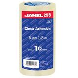 JAN-ADS-25524X6-CINTA ADHESIVA CORTE FACIL JANEL 255 TRANSPARENTE DE 24MM X 65M BLISTER C/10 PZAS