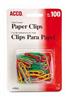 CLIP ESTANDAR DE COLORES NUMERO 1 ACCO CAJA CON 100 CLIPS-Acco