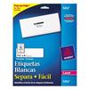 ETIQUETAS SEPARA FACIL BLANCAS AVERY 5162 DE 3.4X10.2 CM 1 PAQUETE-Avery