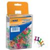 PIN PP100T CABEZA PLASTICA TRANSPARENTE DE COLORES PUNTA METAL 1 BLISTER C/100 PZAS-MAE